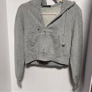 Brandy Melville Heather Gray Zip-Up Hoodie